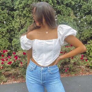 Sabo Skirt White Puff Sleeve Crop Top